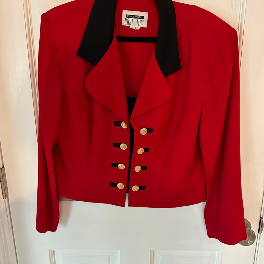 Red And Black Buttoned Blazer - image 1